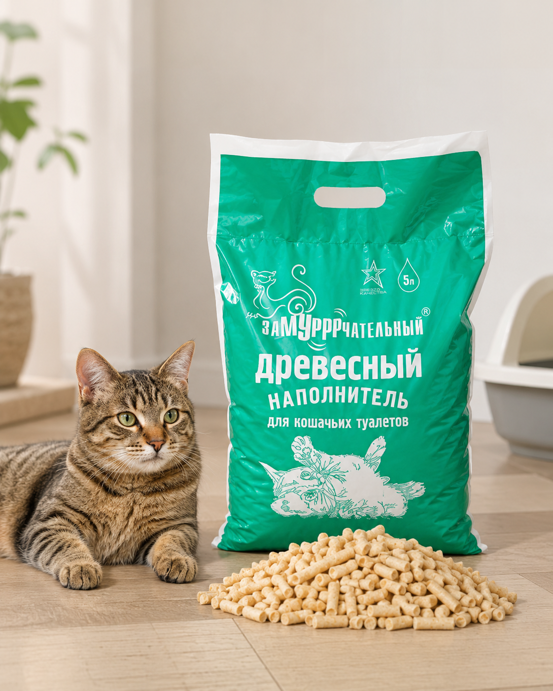 Наполнитель для кошачьего туалета, древесный 3 кг